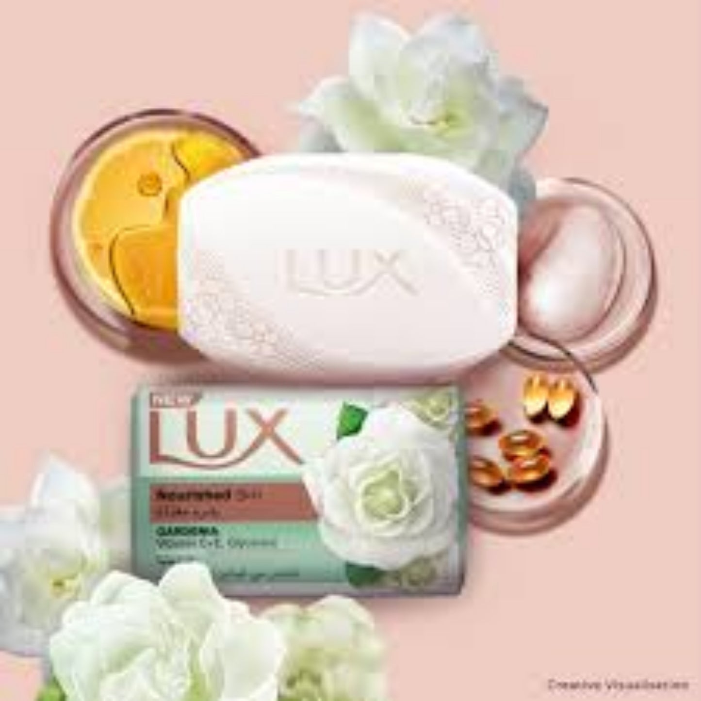LUX Bar Soap for nourished skin, Gardenia, with Vitamin C, E, and Glycerine, 170g