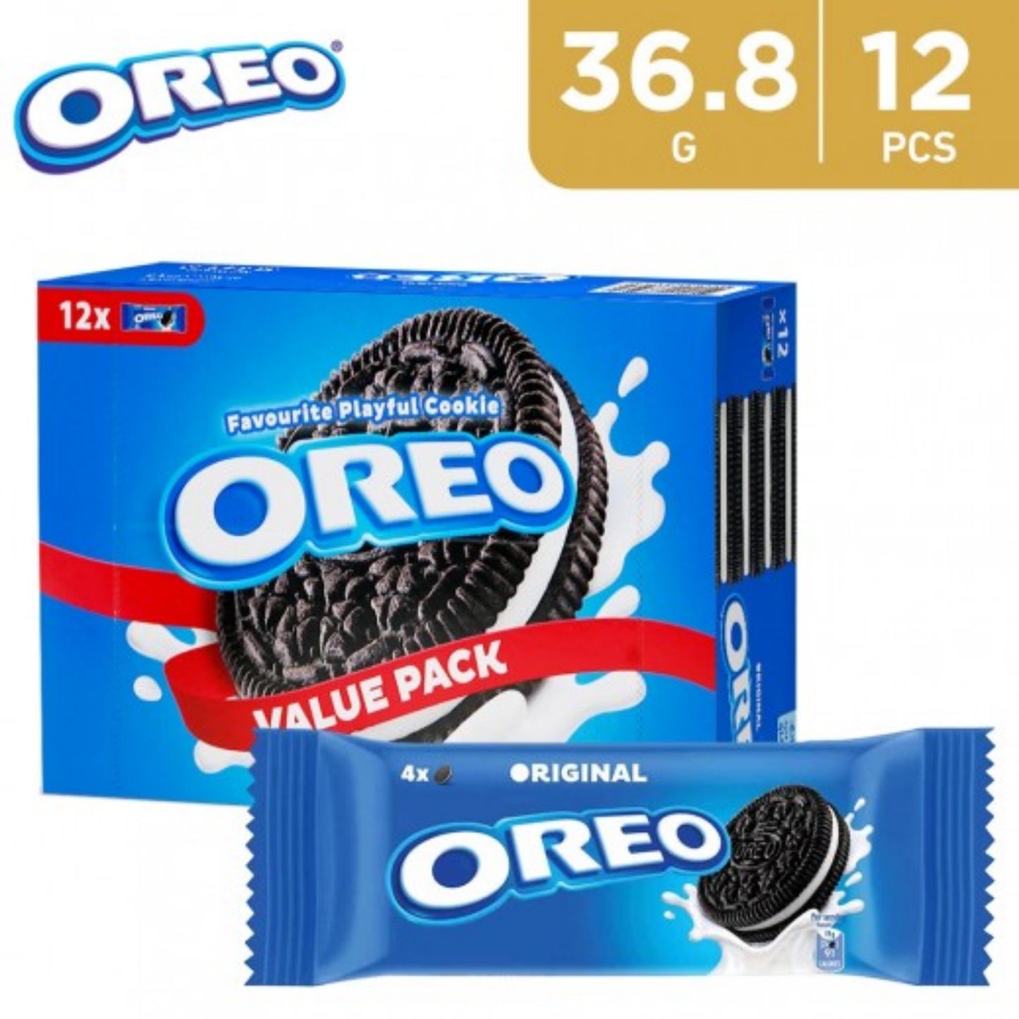 Oreo Original Sandwich Cookies Value Pack, 36.8g - Pack of 12