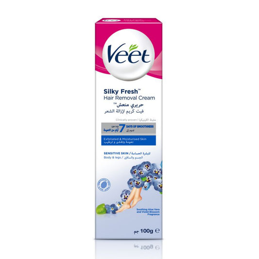 Veet Silky Fresh Hair Removal Cream Body & Legs for Sensitive Skin, 100g.