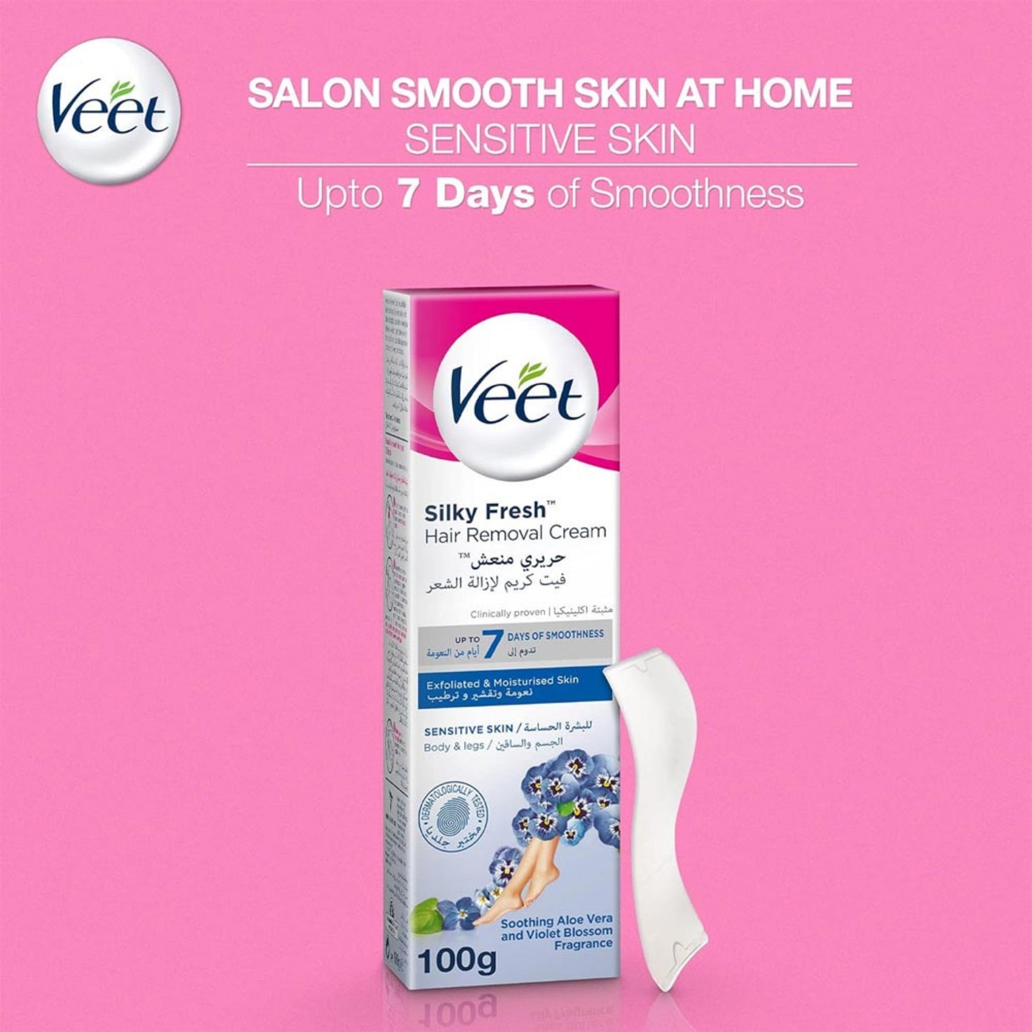 Veet Silky Fresh Hair Removal Cream Body & Legs for Sensitive Skin, 100g.