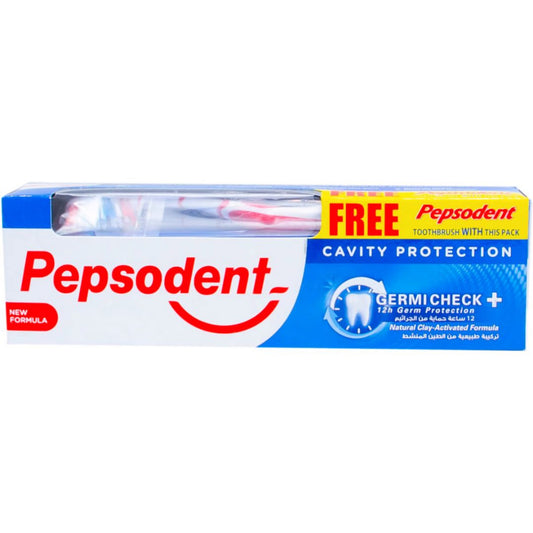 Pepsodent Germicheck Toothpaste + Toothbrush, 150 gm