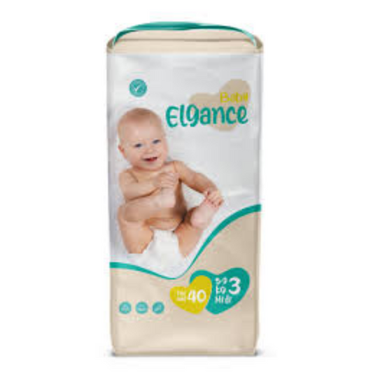 BABY ELEGANCE STYLE Baby Diapers, Size 3, Medium, 5-9 kg, 40 Diaper