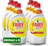 Fairy Max Plus Lemon Dishwashing Liquid with Bleach Alternative Power, 6x600ml