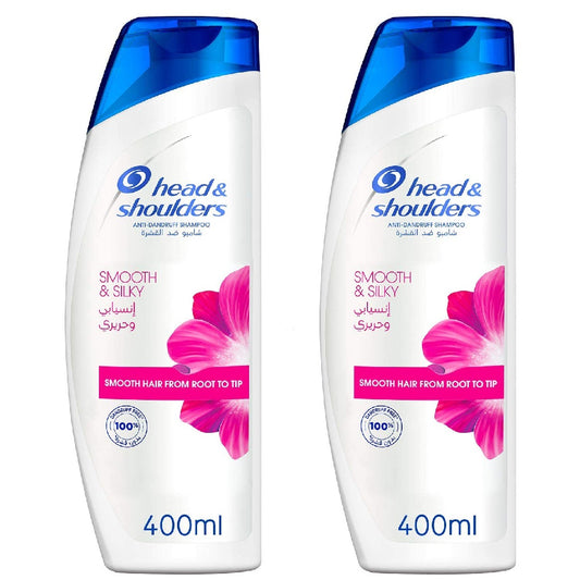 Head & Shoulders Smooth and Silky Anti-Dandruff Shampoo 400ml 2 Pack