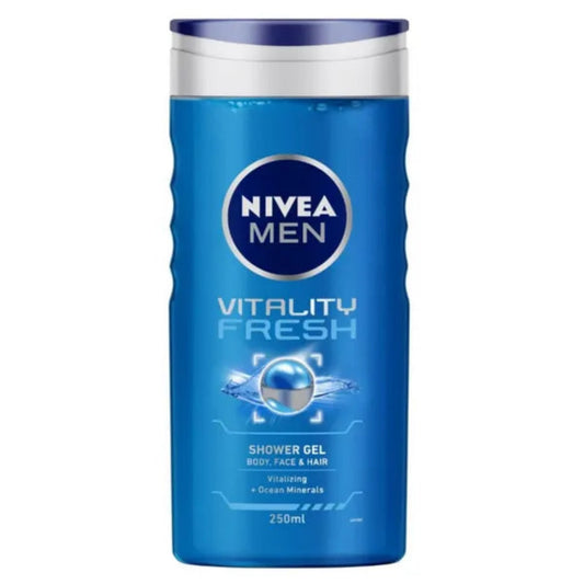 NIVEA Men Body Wash, Vitality Fresh with Ocean Minerals, Shower Gel for Body, Face & Hair, 250 ml