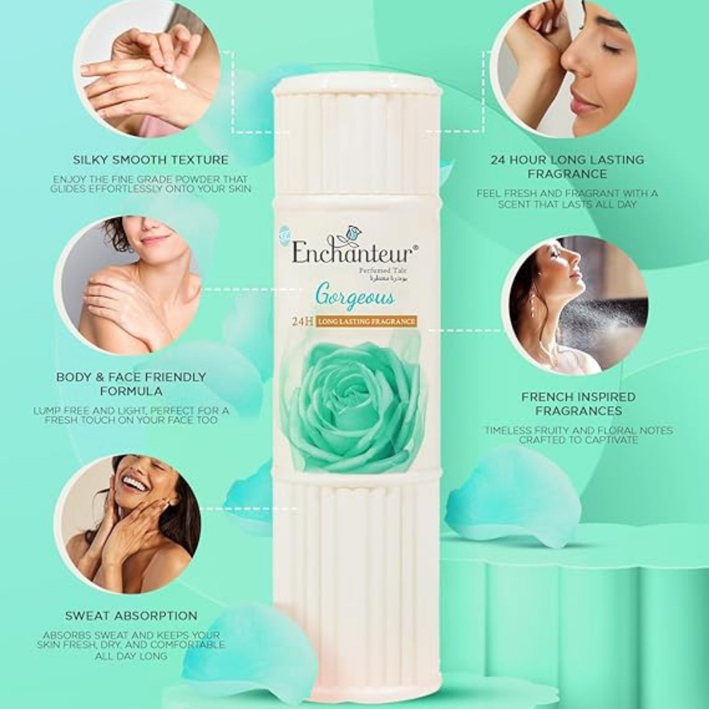 EnchantEUr Gorgeous Talc, Fragrance Powder, 125g