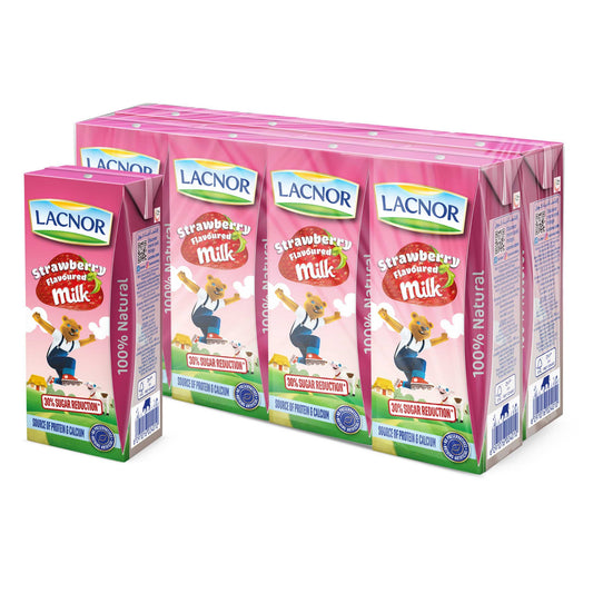 Lacnor Essentials Stwawberry Milk - 180 ml X 8