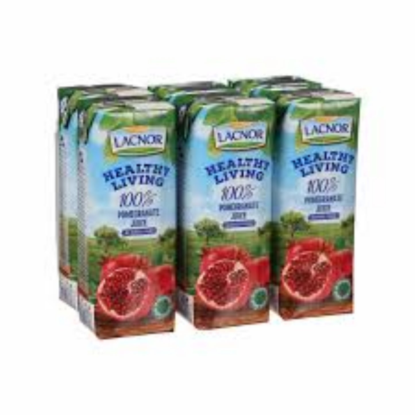 Lacnor Healthy Living 100% Pomegranate Juice, No Added Sugar, 250Ml Pack Of 6