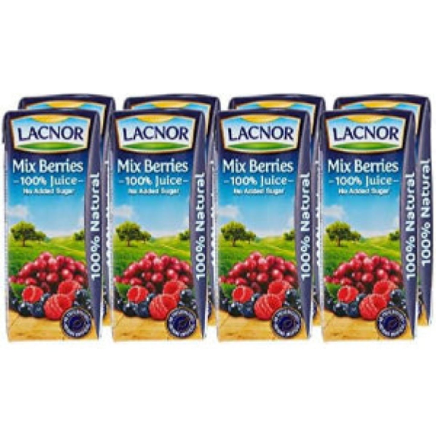 Lacnor Essentials Mix Berries 100% Juice, No Added Sugar, 180Ml Pack Of 8