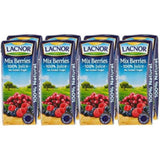 Lacnor Essentials Mix Berries 100% Juice, No Added Sugar, 180Ml Pack Of 8