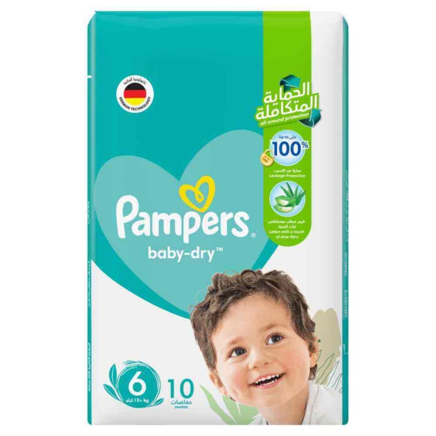 Pampers Baby-Dry Diapers, Size 6, Extra Large, 13+kg, Carry Pack, 10 Count