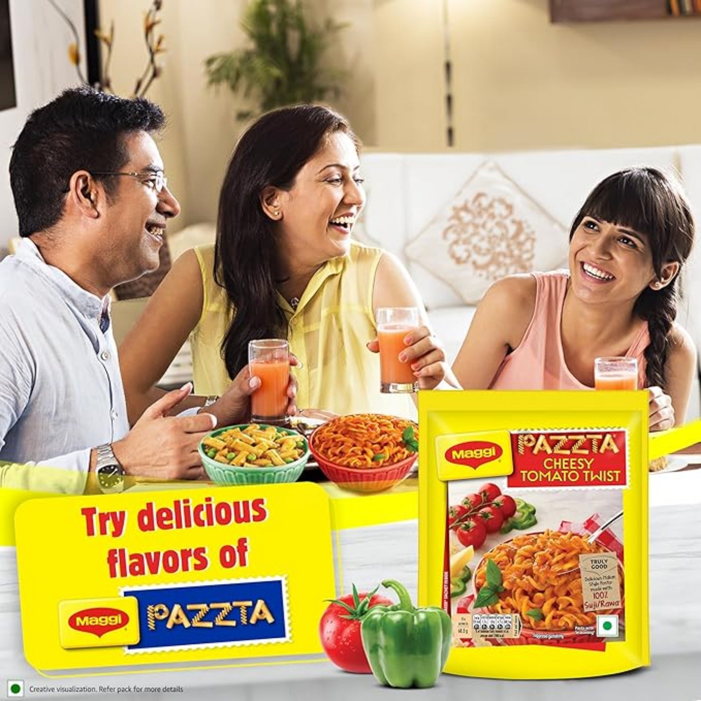 PAZZTA Maggi Instant Pasta - Cheesy Tomato , Vegetarian, 68.5 Gram