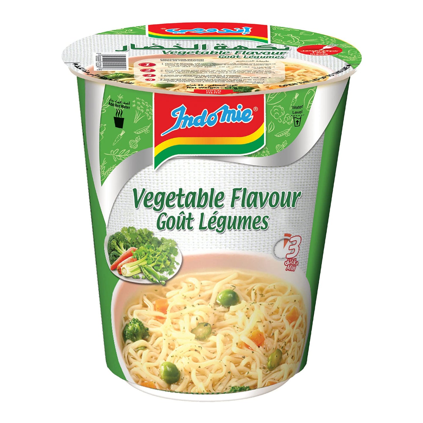 Indomie Instant Noodles, Vegetable Flavour with Seasoning Powder and Sauce - 60g