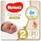 Huggies Extra Care Newborn Size 2 4 - 6 kg Carry Pack 21 Diapers