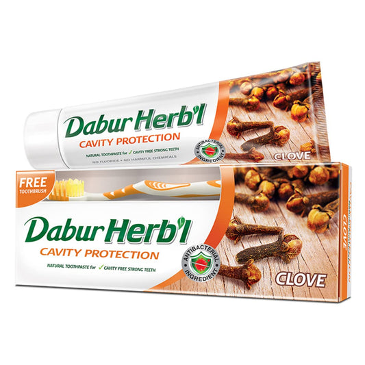 Dabur Herbal Cavity Protection Clove Toothpaste (150g + Toothbrush) .