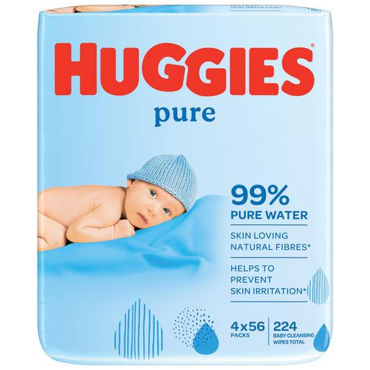 Huggies Pure, Baby Wipes, 4 Packs (224 Wipes Total) .