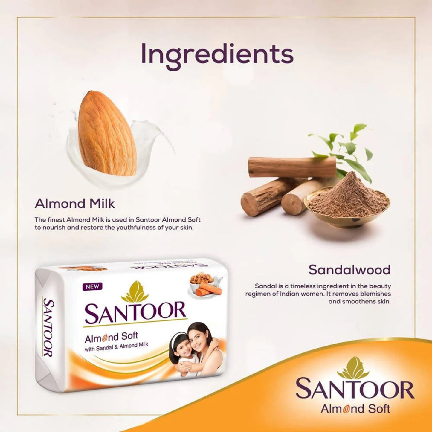 Santoor Soap White Sandal & Almond Milk 125 g