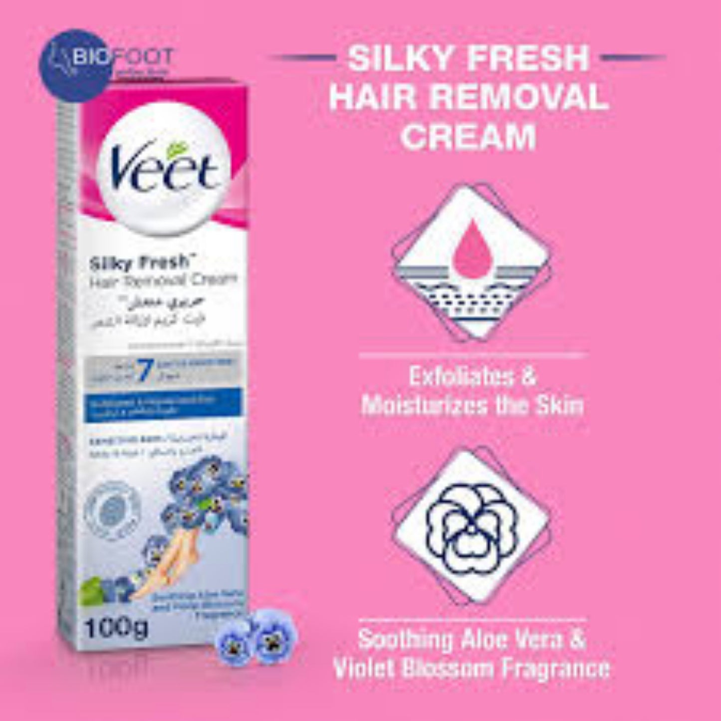 Veet Silky Fresh Hair Removal Cream Body & Legs for Sensitive Skin,  100g.