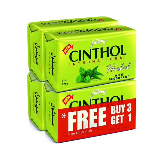 Cinthol Herbal Bath Soap – 99.9% Germ Protection, 175g (Pack of 4)