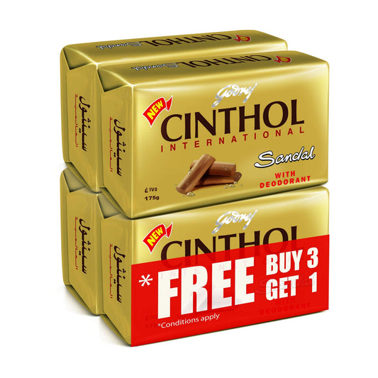 Cinthol Sandal Bath Soap – 99.9% Germ Protection, 175G (Pack Of 4)