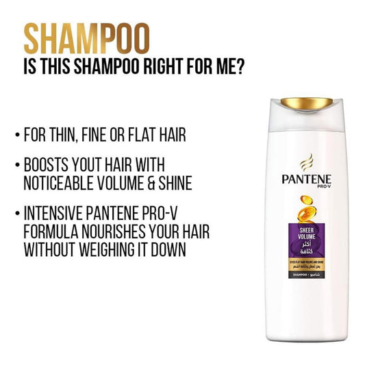 Pantene Pro-V Sheer Volume Shampoo, Boosts Hair Thickness, 190ml