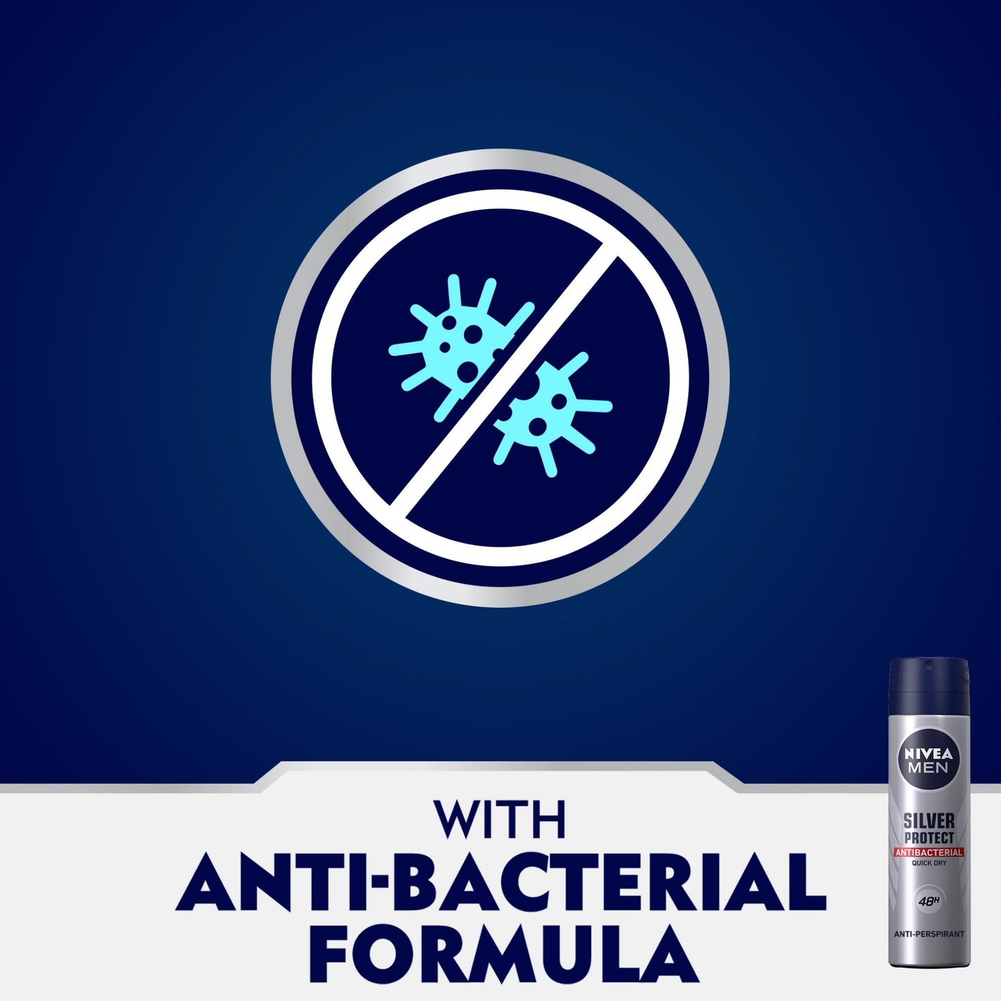 NIVEA MEN Antiperspirant Spray for Men, Silver Protect Antibacterial Protection, 150ml