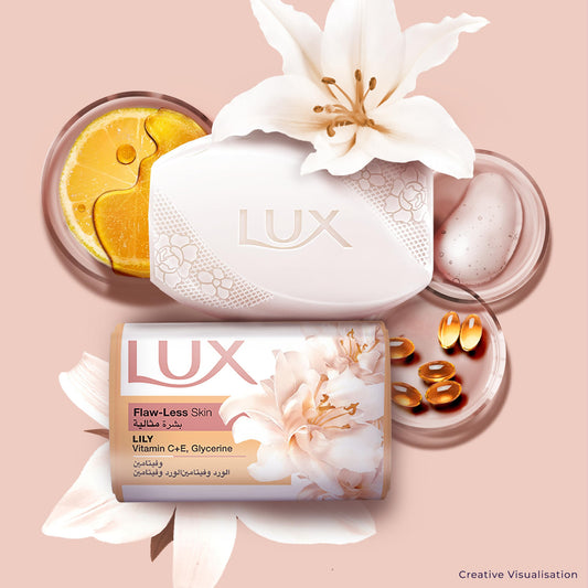 Lux Bar Soap for flaw-less skin, Lily, with Vitamin C, E, and Glycerine, 120g