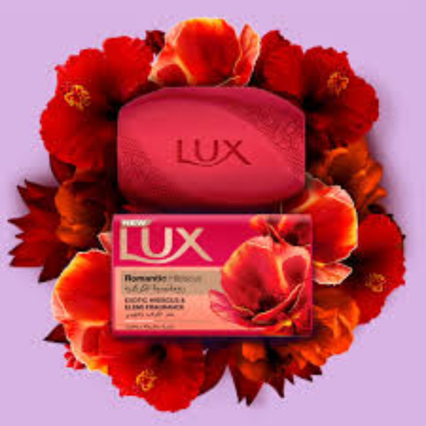 LUX Bar Soap for fragrant glowing skin, Romantic Hibiscus, 170g.