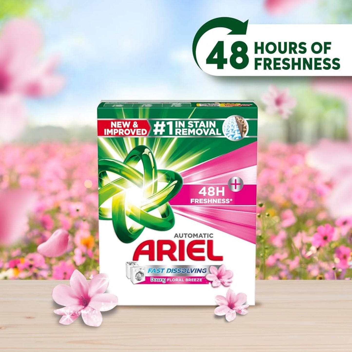 Ariel Fast Dissolving Laundry Detergent Powder with Floral Breeze, 2.25 KG