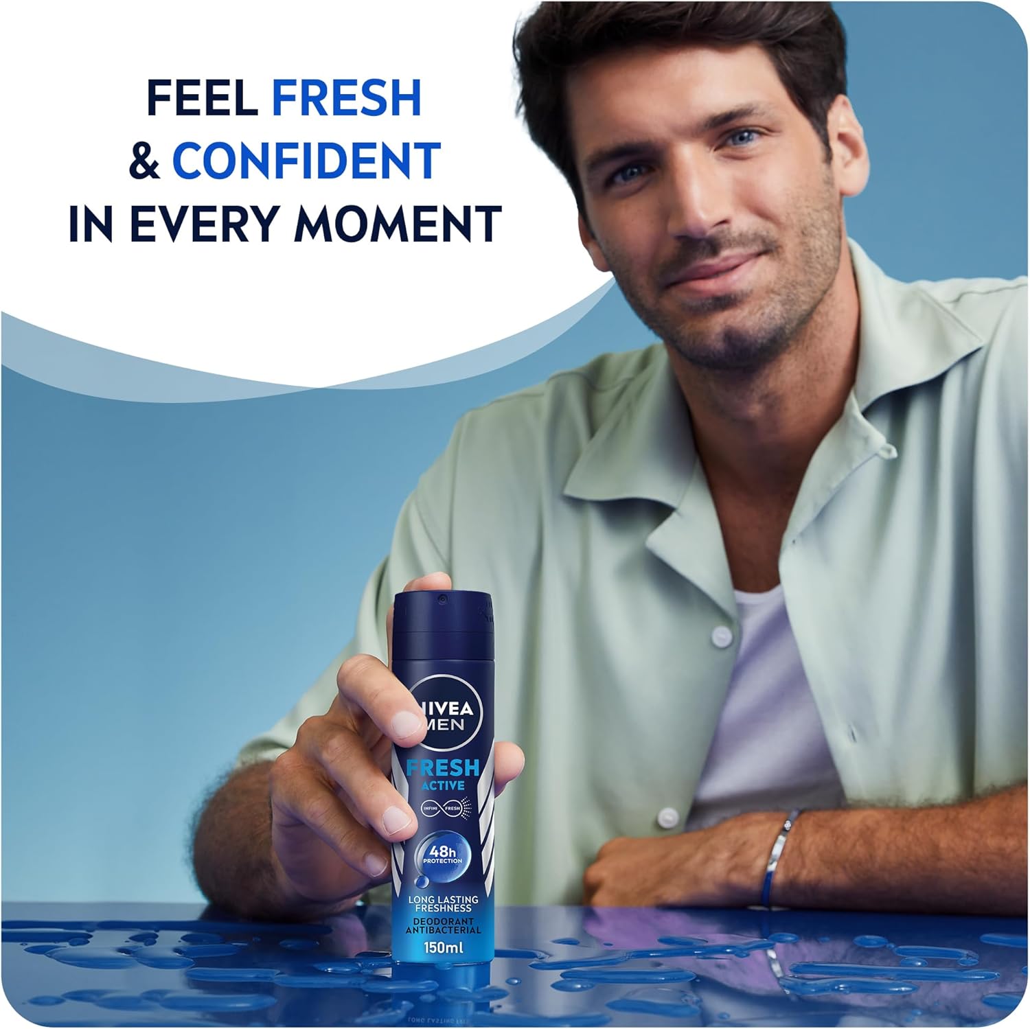 NIVEA MEN Antiperspirant Spray for Men, Fresh Active Fresh Scent, 2x150ml