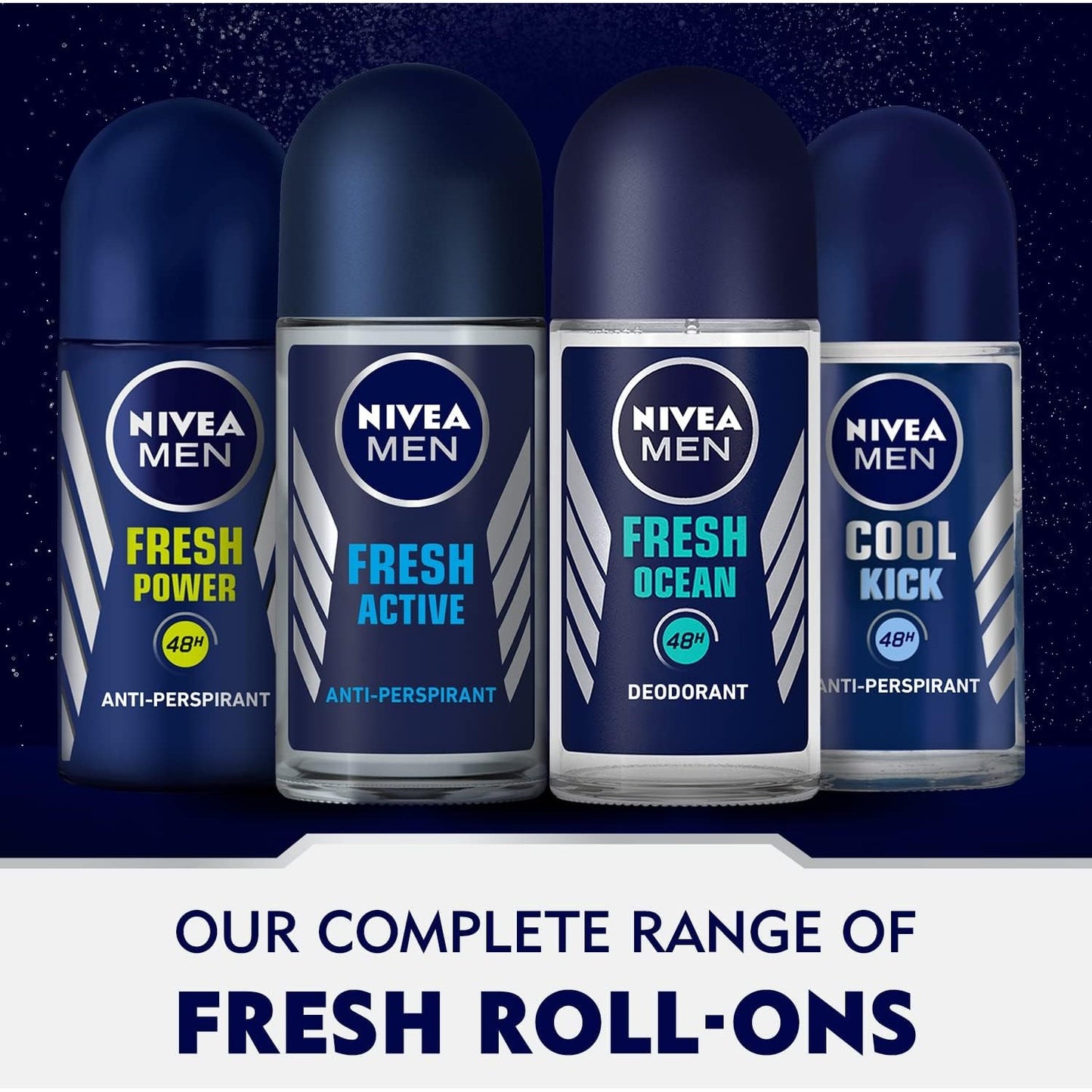 NIVEA MEN Deodorant Roll-on for Men, Cool Kick Fresh Scent, 50ml