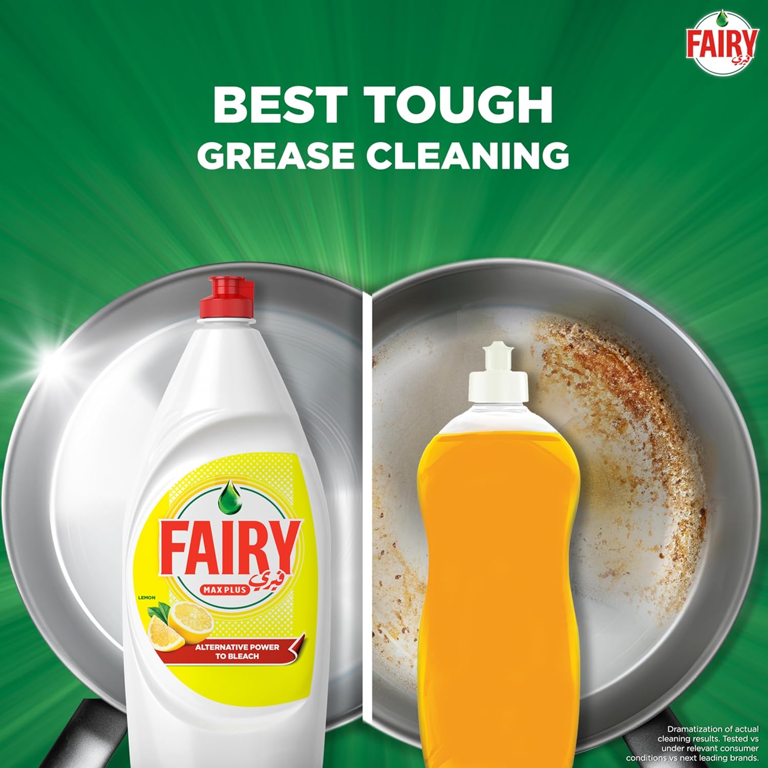 Fairy Max Plus Lemon Dishwashing Liquid with Bleach Alternative Power