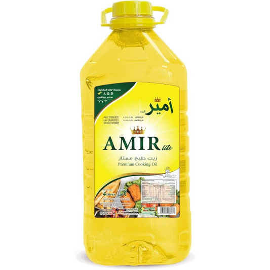 Amir Lite Premium Cooking Oil - Low Calorie - Enriched with Vitamin A and D - 4 Liters