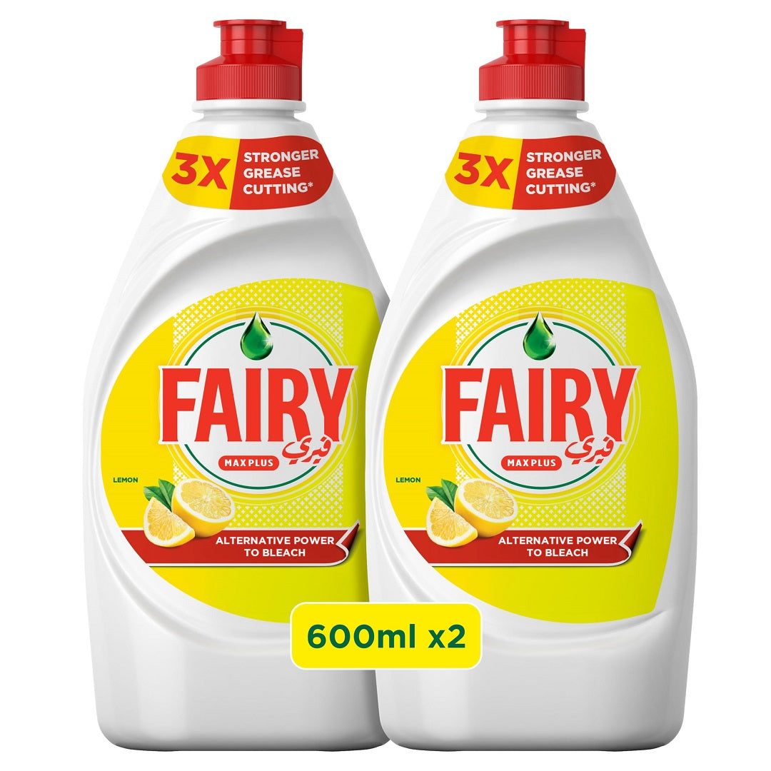 Fairy Max Plus Lemon Dishwashing Liquid with Bleach Alternative Power