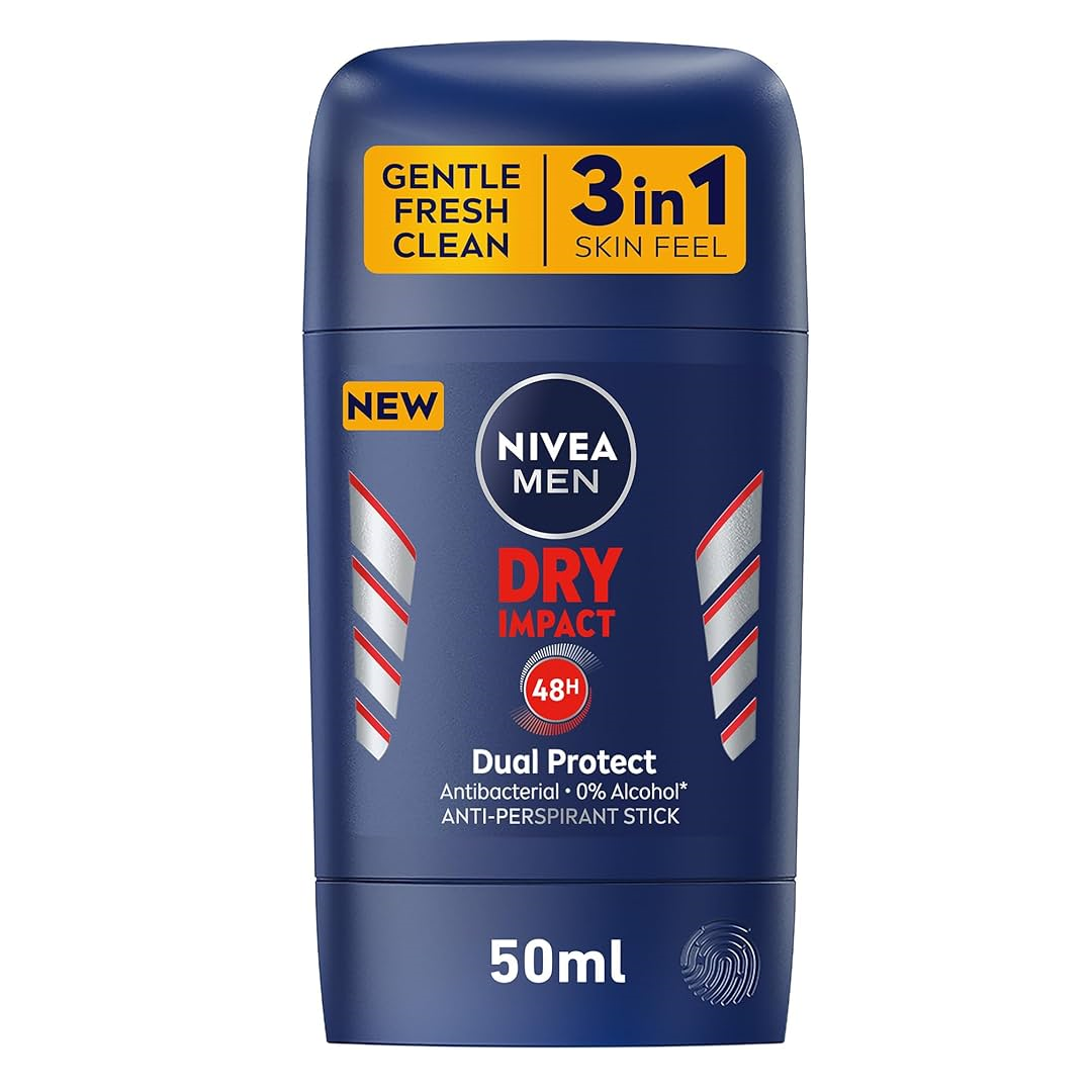 NIVEA MEN Antiperspirant Stick for Men, 48h Protection, Dry Impact, 50ml