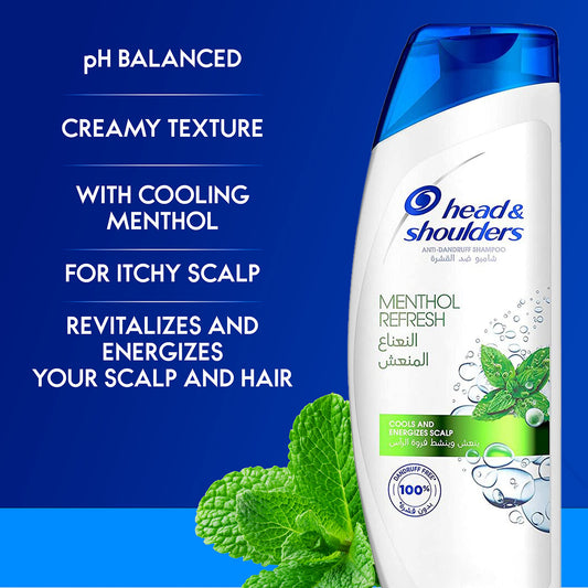 Head & Shoulders Menthol Refresh Anti-Dandruff Shampoo for Itchy Scalp, 200 ml