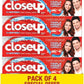 CLOSE UP Triple Fresh Gel Toothpaste, for 12 hours fresh breath, Red Hot Flavor 4x75ml